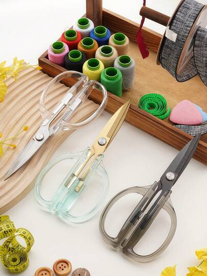 1pc Transparent Handle Kitchen Scissors - Dexterous Grip, Anti-Rust, Sharp, Meat, Outdoor Emergency, Vegetable Scissors, Golden Appearance, Elegant, Suitable For Kitchen, Office Daily Use, Perfect Gift For Women