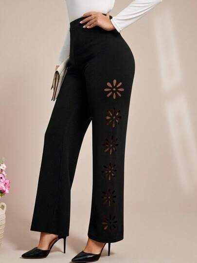 Amorya Pantalones de punto elástico de unicolor para mujer, adecuados para diversas ocasiones, como vacaciones de verano, salidas elegantes y viajes diarios