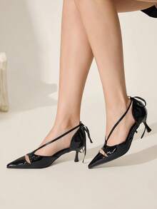 CUCCOO CHICEST Fashionable Elegant Lace-Up Pointed Toe High Heels - Black - View 3