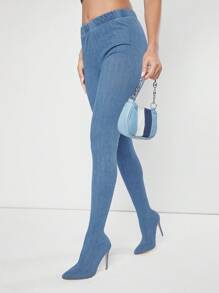Pull On Denim Legging Hybrid Stiletto Boots