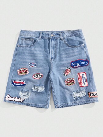 Street Life Herren modische lässige zerrissene Jeans-Shorts