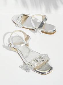 SHUZIA Women's Fashionable Flat Sandals With 3D Butterfly Design - Silver - View 2