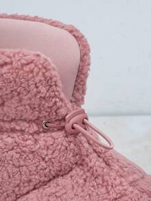 SHUZIA Fuzzy Drawstring Detail Boots - Dusty Pink - View 3