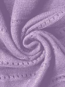 SHEIN LUNE Casual Solid Color Dropped Shoulder Loose Knit Sweater - Purple - View 6