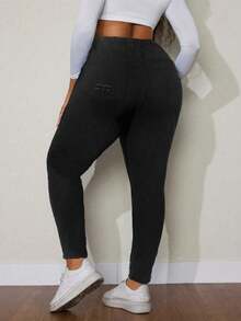 SHEIN SXY Quần Jeans Co Giãn Đa Năng Cỡ Lớn Mùa Đông - màu đen - Xem 2