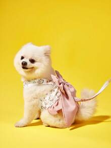 Zazumi Japanese Style 3-In-1 Leash & Harness Bowknot Design For Dogs, Suitable For Poodle & Teddy Breeds