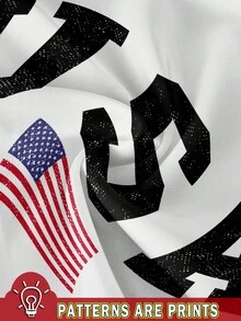 SHEIN EZwear Women's Casual USA Flag Print Fitted Cropped Tank Top, Summer Back To School - White - View 3