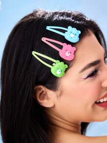 SHEIN X Care Bears 6pcs Cute 3D Bear Design Hair Clips For Women & Girls - Multicolor - View 10