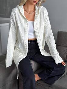 EURMUSE 女士白色针织开衫 - 奶油色 - 查看 3