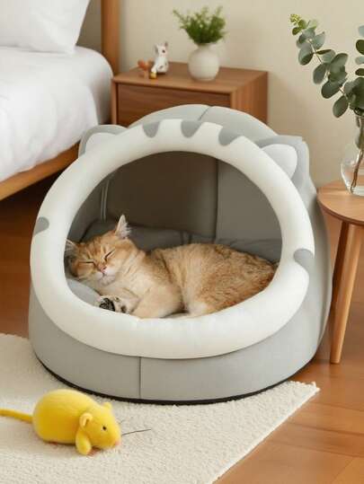 Zazumi 1pc Cute Soft Cat Bed House Comfortable Breathable Cat Sleeping Basket Suitable For Small/Medium/Large Cats Year-Round Use