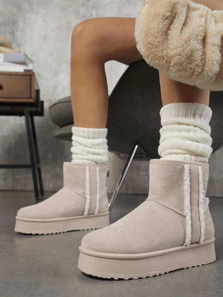 SHUZIA Women's Plain Versatile Ankle Boots And Short Boots - Beige - View 1