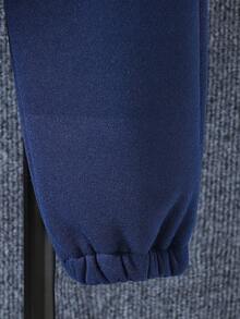 SHEIN Playful Pals 男婴格子背心+卫衣休闲套装，连帽保暖拉链外套搭配圆领套头卫衣和保暖裤，复古韩版休闲套装，适合秋冬户外穿着。男婴冬季套装，男婴格子背心套装，男婴冬季服装，男婴连帽衫套装，秋季 - 藍色 - 查看 8