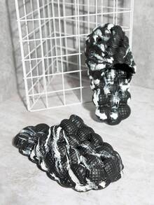 Closed Toe Slip On Bubble Slippers - Black and White - View 4