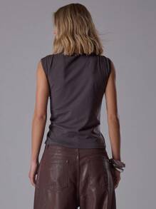 MUSERA 圆领系带裹腰上衣，优雅晚装，适合秋季、夜晚外出、性感可爱、酷女孩街头风、优雅假日派对、春夏穿着。 - 深灰色 - 查看 4