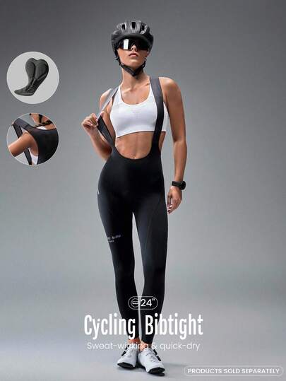GLOWMODE 24" Go The Distance Quick-Dry Back Strap Butt Padding Mesh Panel Contrasting Logo Non-Slip Strips Cycling Biking Bibtight Gym Training Workout
