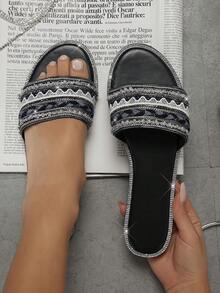 Women's Fashionable Flat Sandals - Black - View 1