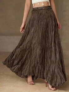 MOTF PREMIUM PLEATED FLOWY SKIRT - Coffee Brown - View 7