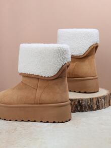SHUZIA Women's Color Block Simple And Versatile Ankle Boots And Short Boots For Daily Wear Mother's Day Present - Camel - View 4