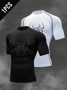 Manfinity Sport Corelite 男士休闲户外速干圆领短袖运动T恤压缩衣 - 黑色 - 查看 6