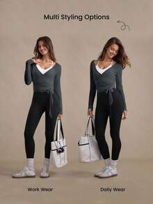 Eassivo Eassivo 女式休闲轻质纹理系带长袖运动 T 恤，四季皆宜 女式瑜伽上衣 女式健身上衣 裹身式健身上衣 瑜伽裹身式上衣 长袖健身上衣 女式瑜伽上衣 女式瑜伽上衣 健身衬衫 女式瑜伽上衣 女式长袖健身衬衫 女式长袖上衣 优雅健身服 女式瑜伽上衣 女式长袖健身上衣 女式健身房上衣