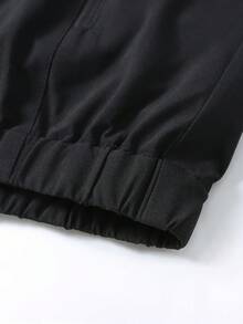 Manfinity Homme Men's Solid Color Zip-Up Casual Jacket, Autumn Lightweight Outdoor Windbreaker - Black - View 7