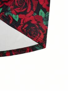EMERY ROSE Váy hai dây họa tiết xương và hoa cỡ lớn cho tiệc Halloween - màu đen - Xem 5