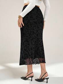 Auralis Váy Maxi Dài Họa Tiết Hoa Đen Cho Nữ Cỡ Lớn, Váy Maxi Cong, Váy Maxi Dài Cho Nữ Cỡ Lớn, Váy Maxi Nhỏ, Váy Thường Ngày Cho Nữ, Trang Phục Sân Bay, Váy Đen, Váy Thu/Đông Cho Nữ - màu đen - Xem 2