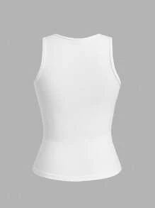 Tseoso 两件装休闲圆领修身女式背心，适合夏季返校、初秋、冬季穿着，95%棉，复古可爱，甜美少女风，夏季外出必备，居家休闲，返校季，秋季女装，百搭，教师/办公室女性，外出上衣，送给妈妈的礼物 - 黑與白 - 查看 7