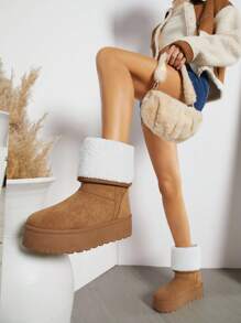 SHUZIA Women's Color Block Simple And Versatile Ankle Boots And Short Boots For Daily Wear Mother's Day Present - Camel - View 6