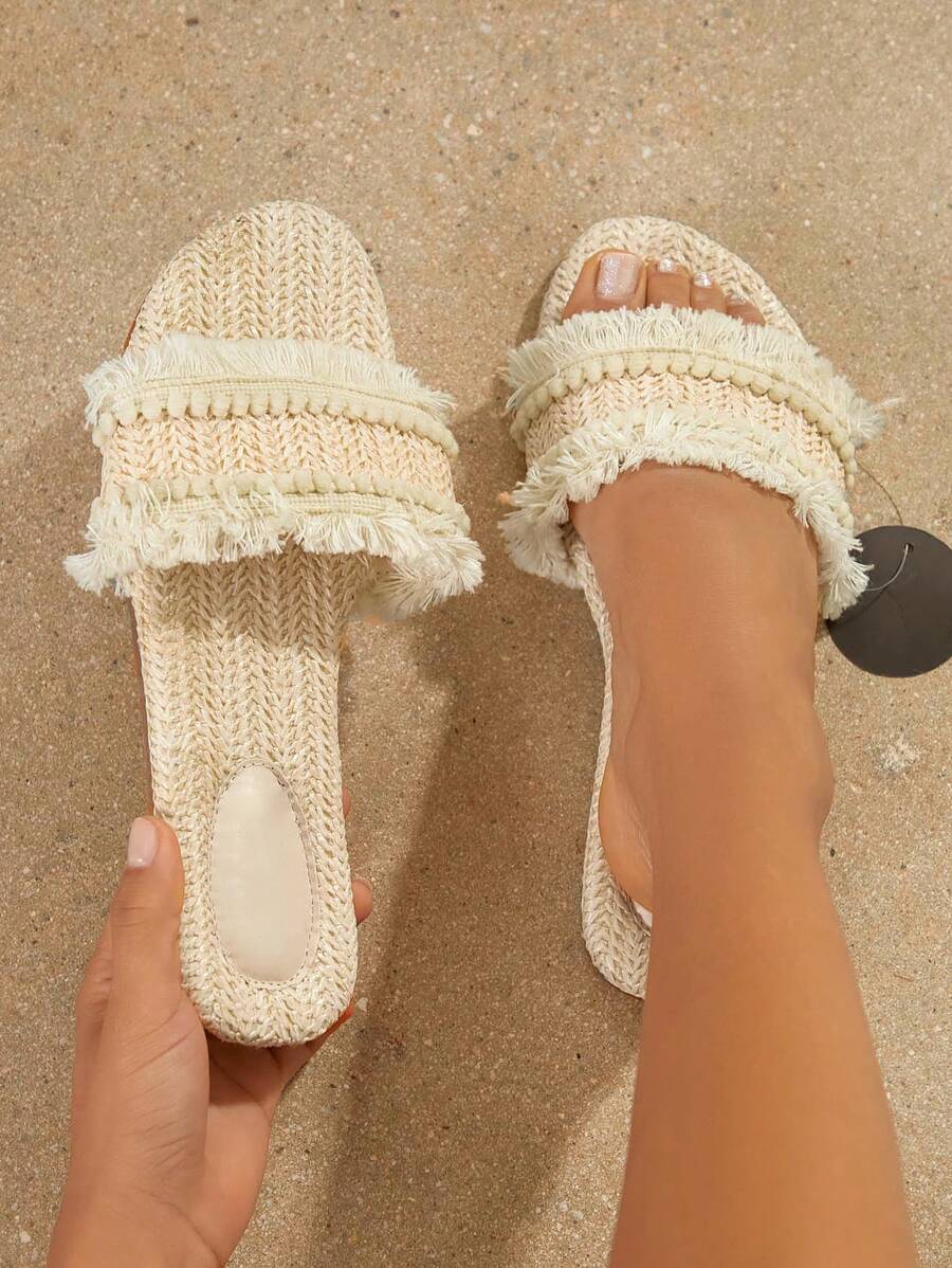 SHUZIA Women's Fashionable Beige Spring Summer Flat Sandals - Beige - View 1