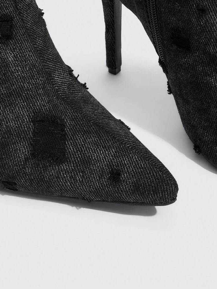 CUCCOO SZL CUCCOO シャーリング ポインテッドトゥ ハイヒール ファッションブーツ レディース