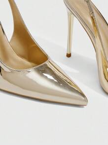 CUCCOO SZL Giày cao gót mũi nhọn dự tiệc cho nữ, thanh lịch và thời trang - Vàng - Xem 6