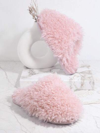 SHUZIA Round Toe Fuzzy Slippers