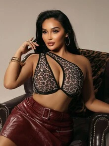 SHEIN 1 pièce Soutien-gorge à armatures confortable avec imprimé léopard pour femmes grandes tailles - Multicolore - Voir 5