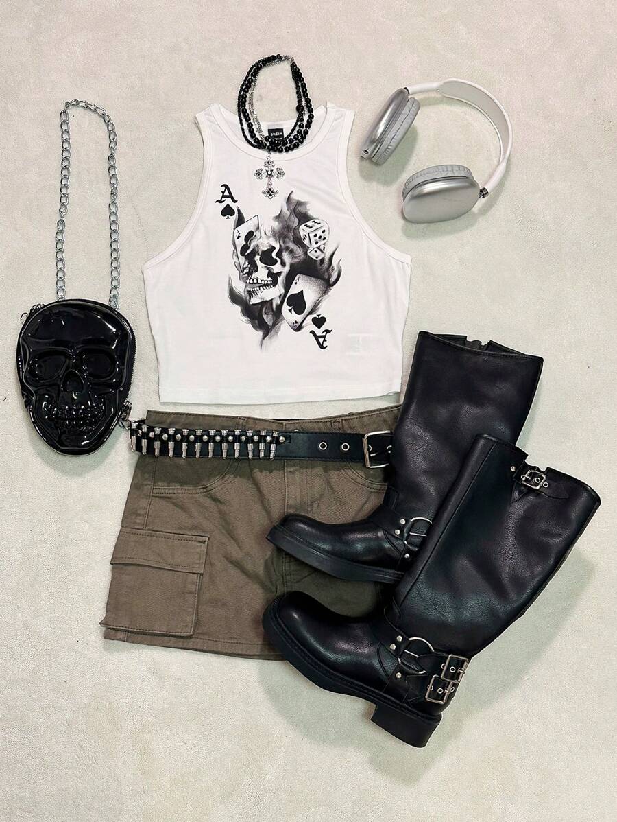 SHEIN EZwear Áo ba lỗ nữ cổ tròn ôm sát màu đen giản dị, chất liệu cotton pha trộn, thích hợp cho mùa hè - trắng - Xem 1