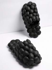 SHUZIA Comfortable Slip On Bubble Slippers - Black - View 2