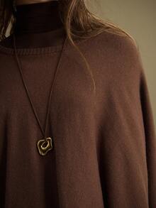 Ontre 优雅风格，简约设计，羊毛混纺材质，棕色，长袖，斗篷廓形，宽松版型，女式毛衣，女式斗篷毛衣，秋季服装，日常休闲装，商务休闲装 - 摩卡棕 - 查看 7