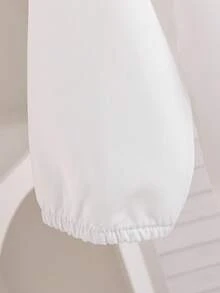 SHEIN Blusa de manga larga con cuello Peter Pan y adorno de encaje, de estilo sencillo y elegante, para niña bebé, adecuada para la escuela y el uso diario