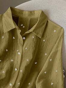 Resyla Women's Fashionable Loose Thin Backless Tie-Up Long Sleeve Shirt, Spring/Summer - Olive Green - View 6