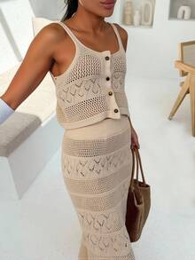 Woman Sweater Cover Up Two Pieces Beachwear Maxi Length - White - View 3
