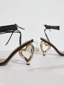 SHUZIA Women Black Fashionable & Versatile High-Heeled Sandals - Black - View 2