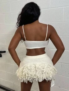 Alexandranx 针织修身迷你裙 仅限夏季假期春季优雅可爱波西米亚风、波西米亚风、女牛仔风、节日、音乐会、伊比沙岛、西部软冰淇淋秋季夜生活秋季冬季纳什维尔俱乐部 - 奶油色 - 查看 6