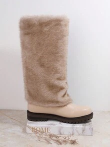 SHUZIA Botas de media caña de moda de felpa para mujer, adecuadas para fiestas - Beis - Ver 6