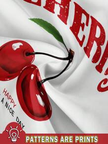 Attitoon 3 件套休闲简约樱桃印花圆领短袖修身短款 T 恤女士适合夏季 - 彩色 - 查看 3