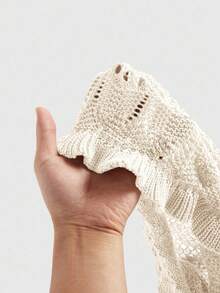 ROMWE Women's Summer Beach Casual Vacation Hollow Out Knit Skirt - Apricot - View 5