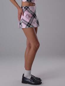 MUSERA Low Rise Checked Woven Mini Skirt Bottom Only Sexy Cute Y2k 90's Night Out Cool Girl - Multicolor - View 3