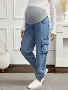 SHEIN 孕婦牛仔褲 - 淺色水洗藍 - 查看 2