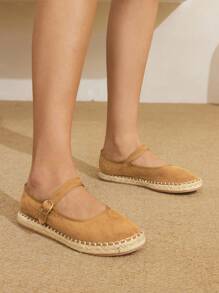 Styleloop Chocolate Women's Flat Woven Shoes, Bohemian Style For Vacation Outfit - Camel - View 4