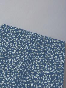 EMERY ROSE 純色長袖連體衣和花卉印花裙子2件套裝 - 藍色 - 查看 8