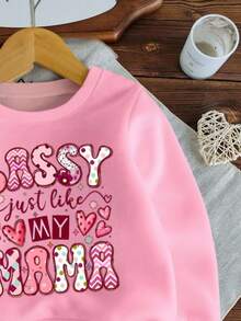 SHEIN GraphicGems Baby Girls' Cute Printed Crew Neck Long Sleeve Sweatshirt, Comfortable For Outdoor, Casual, Sports And Play, Autumn/Winter - Pink - View 4